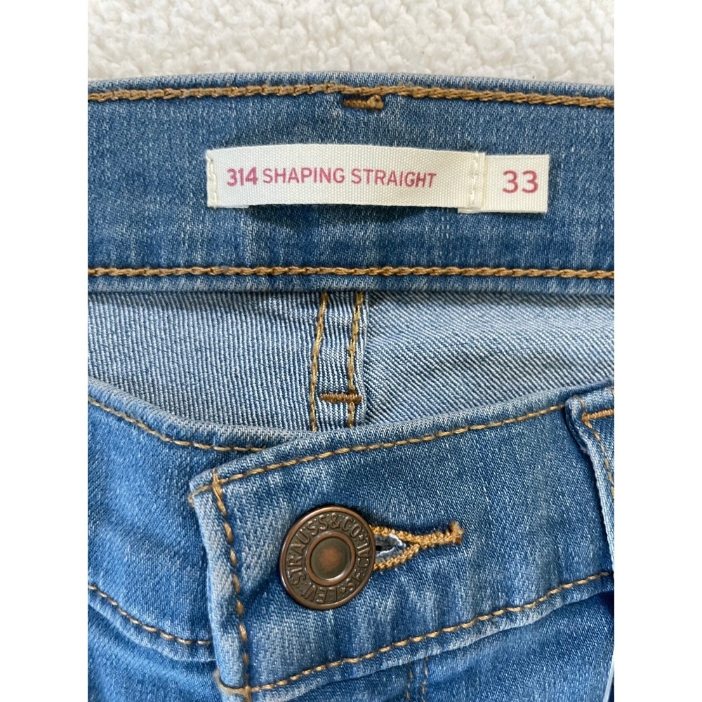 Levi Women 33 314 Shaping Straight Jeans Blue Stellar Stretch Mid Rise - Picture 5 of 16